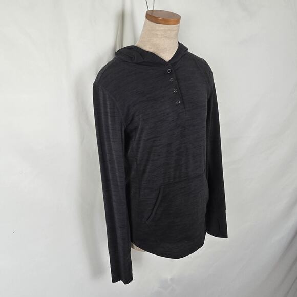 Prana Hoody Women's XS Charcoal Henley Neckline Kangaroo Pouch Long Sleeve - Picture 11 of 14